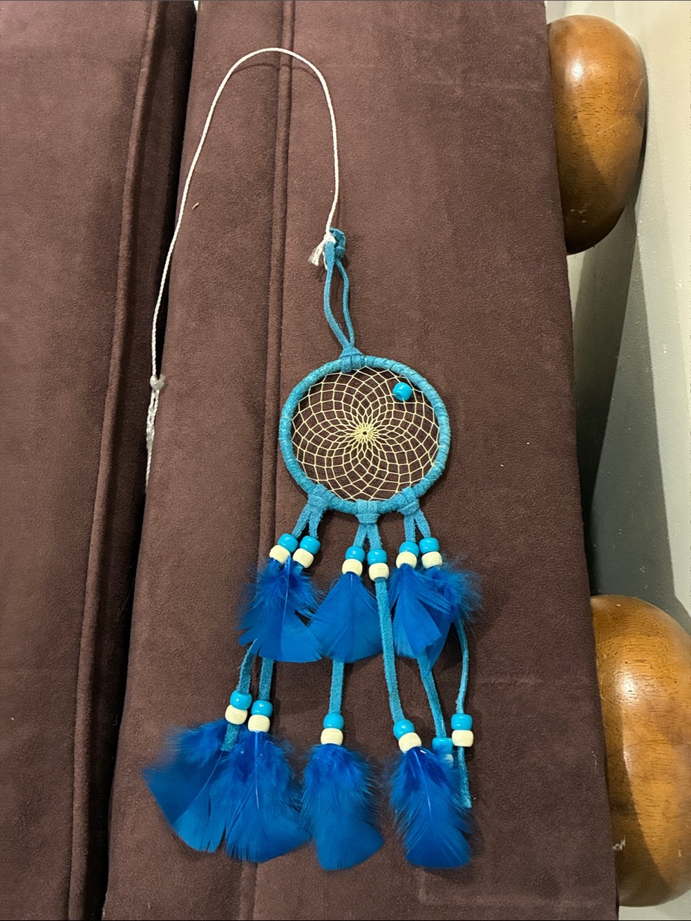 Blue Feather Dreamcatcher Wall Hanging